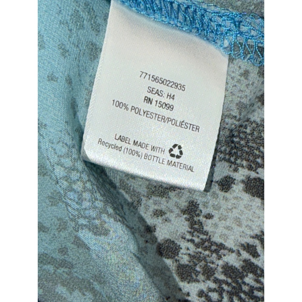 Covington Essentials Women's Medium Blue Ombre Snake Print Sheer Button Up‎ Top - Picture 8 of 8